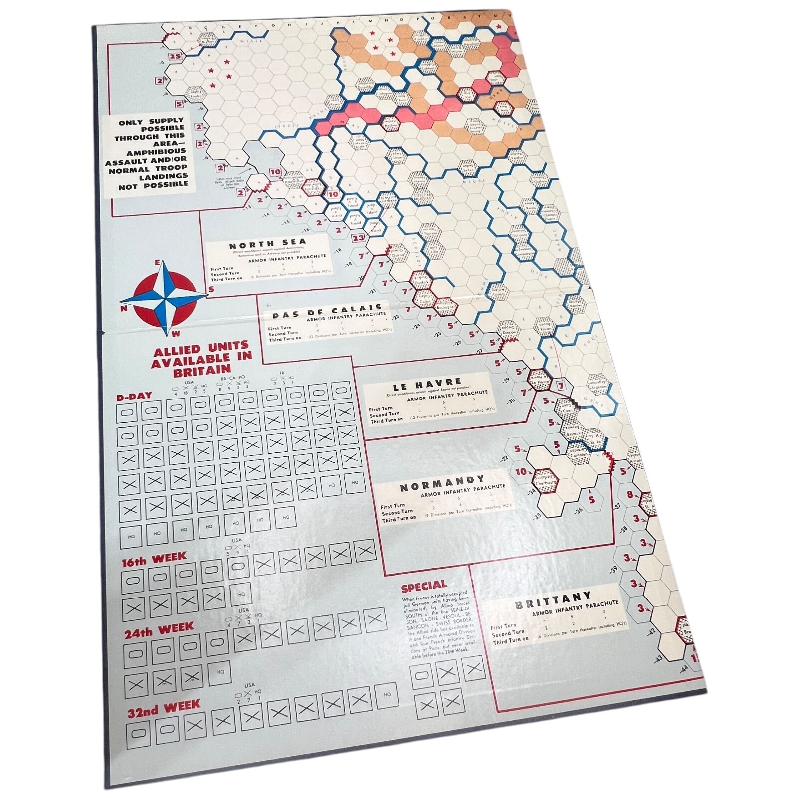 Vintage 1965 Avalon Hill D-Day World War II Invasion Board Game Role Play 508