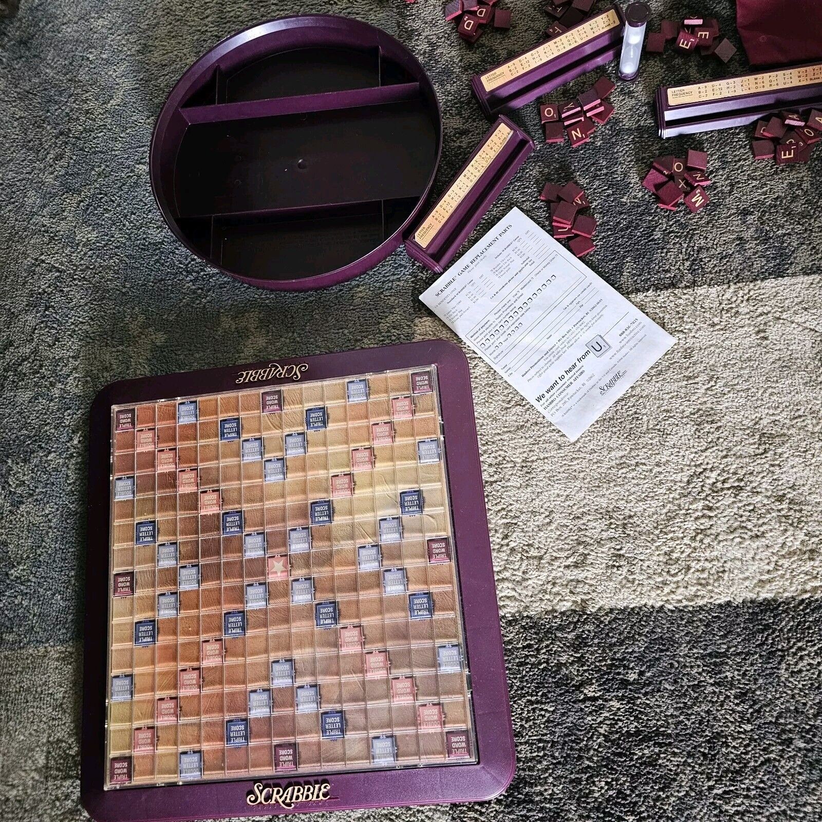 Scrabble Deluxe Collector’s Edition Turntable Crossword Rotating Milton Bradley