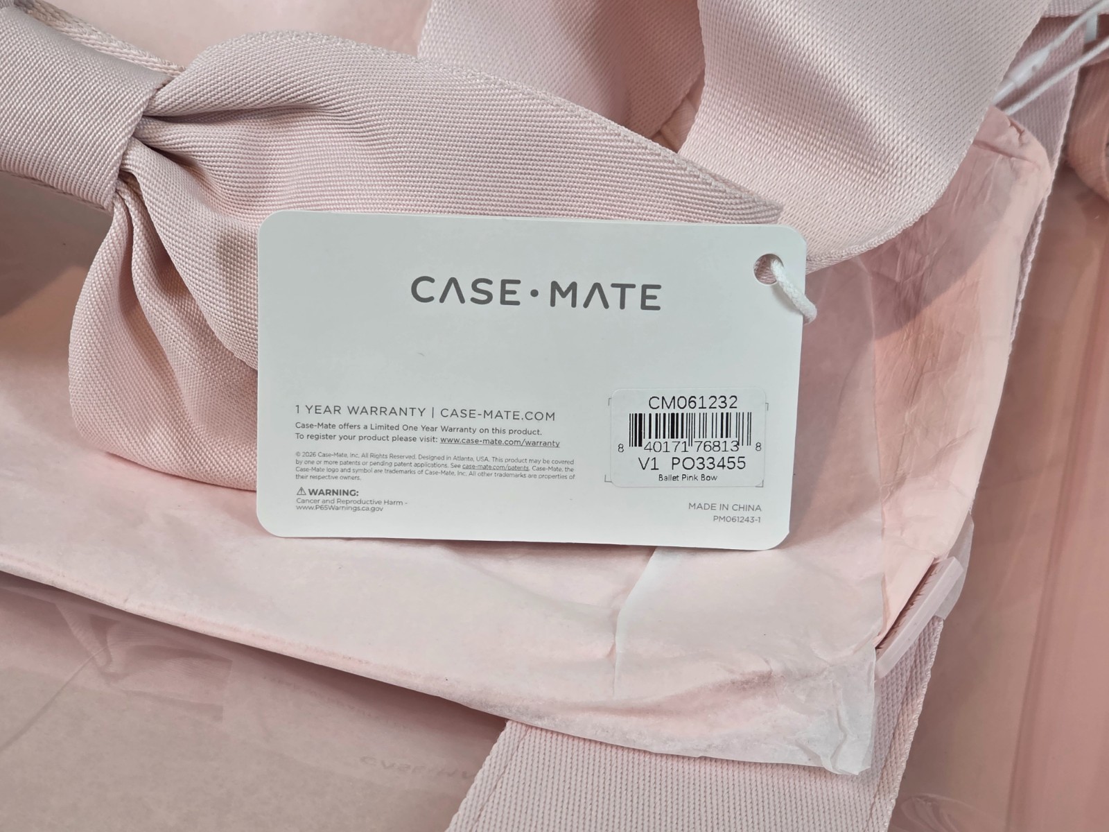 Case-Mate Mahjong Jelly Tote Set Ballet Pink Bow 4-Piece Clear Bag Rack Sleeve