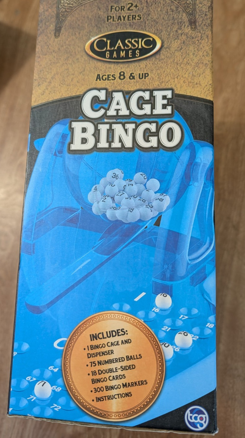 Classic Games Bingo Set Ages 8 + Rolling Cage Ball Selector New Sealed Box