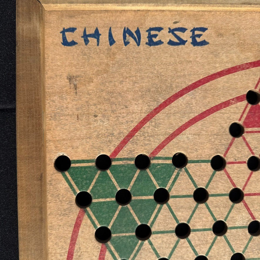 Vintage Star Chinese Checkers Wood Board Game Toys colored points unmarked
