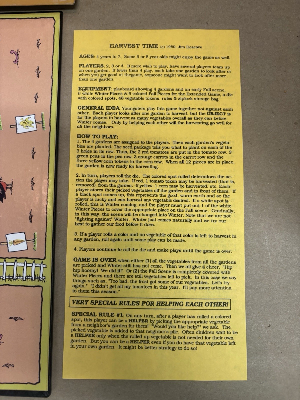 VTG HARVEST TIME Cooperative Game for 3-7 Year Olds-Family Pastimes-RARE