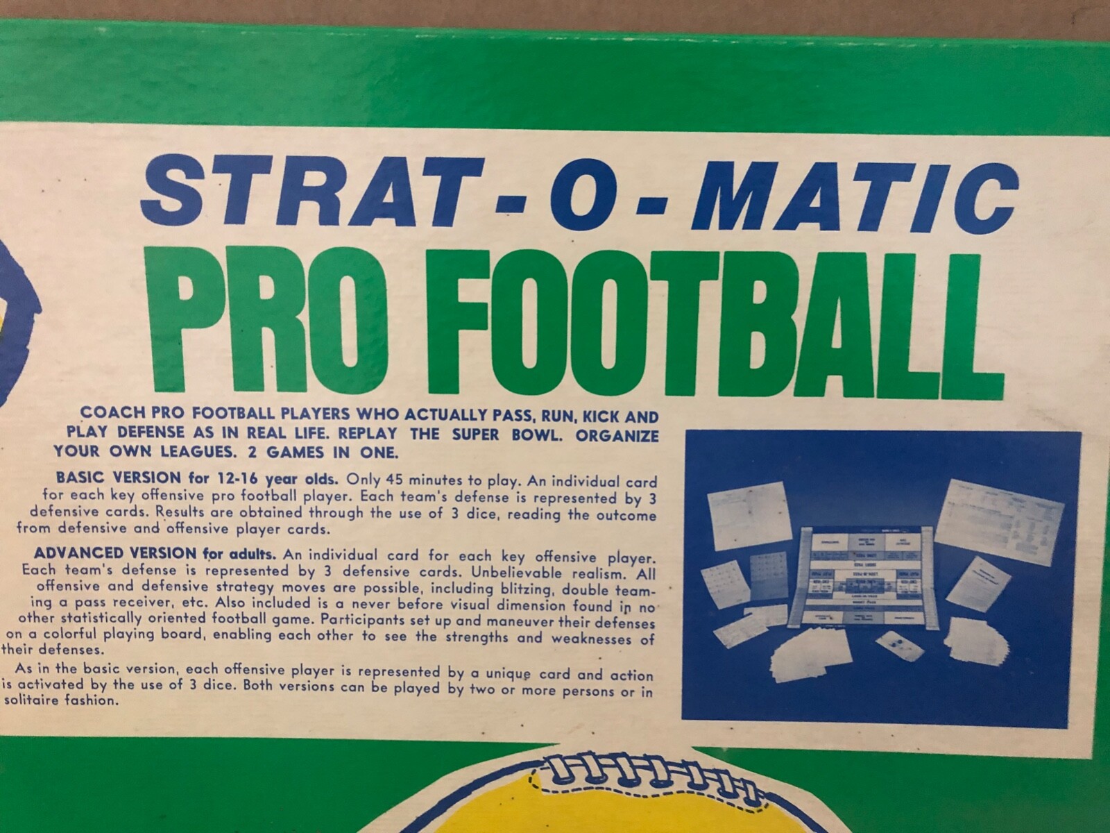 1968 STRAT-O-MATIC PRO FOOTBALL Board Game Box MIAMI DOLPHINS MINNESOTA VIKINGS