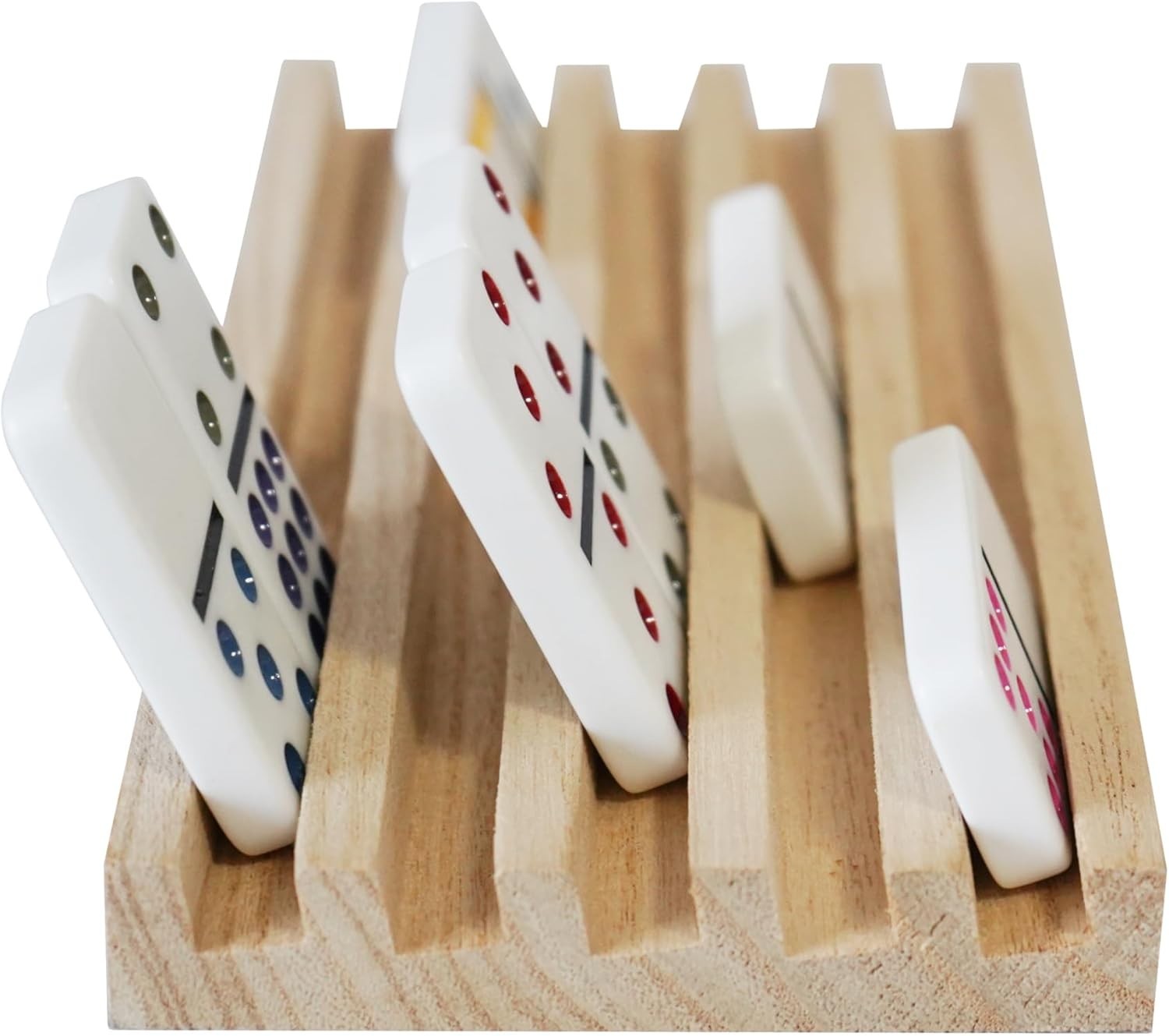DNB Wooden Domino Racks Trays – Set of 4 Holders 5 Slots per 4