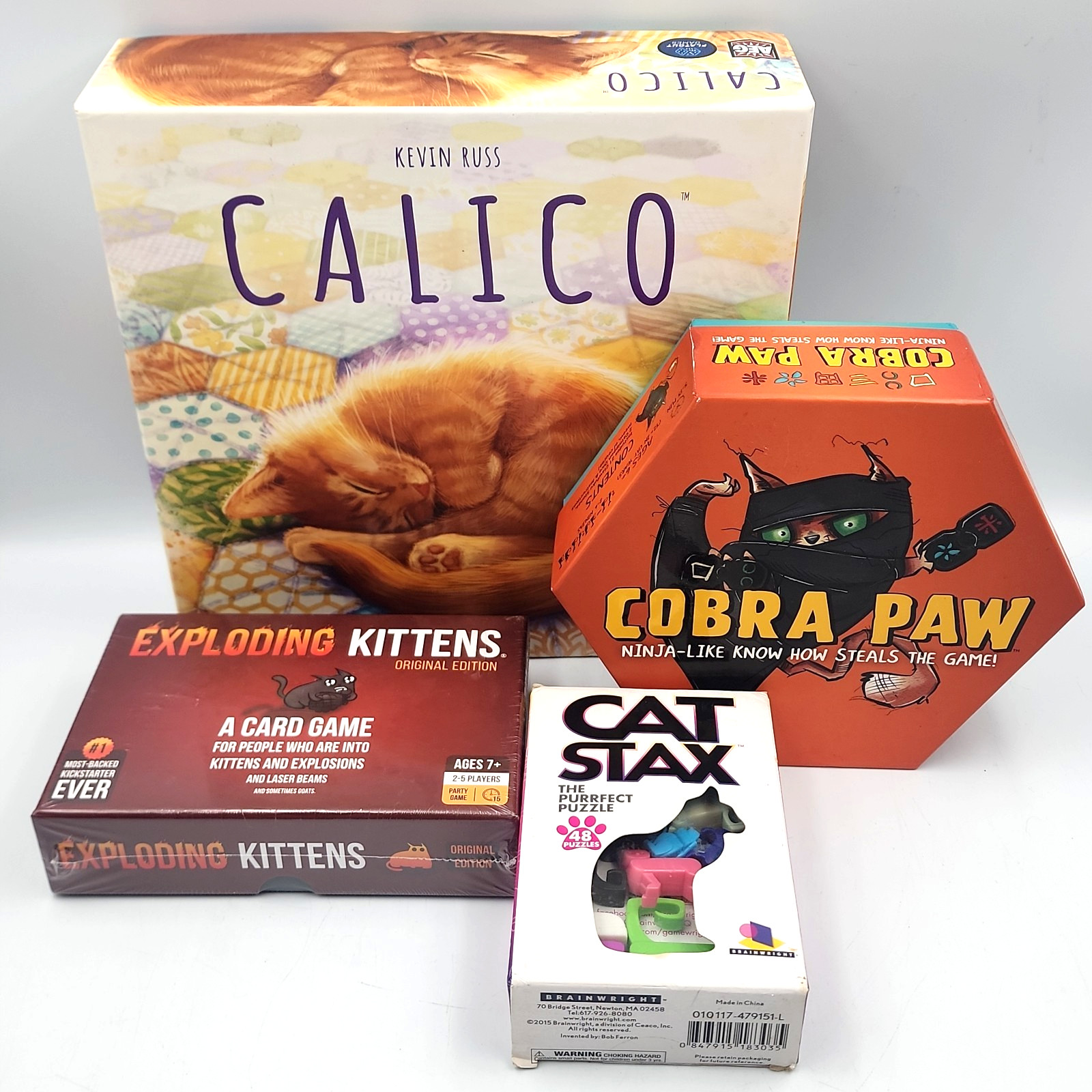 Cat Board Game Bundle – Calico Cobra Paw Exploding Kittens Cat Stax