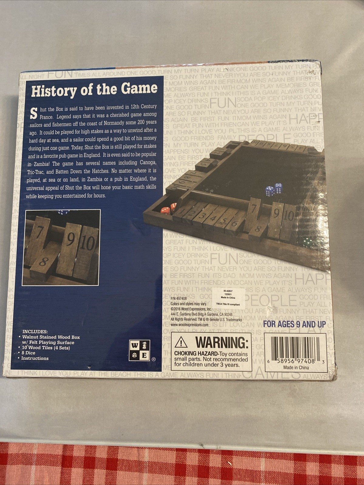 WE Games 4 Player Shut The Box Dice Game Walnut Stained Wood 8.5 x 8.5″