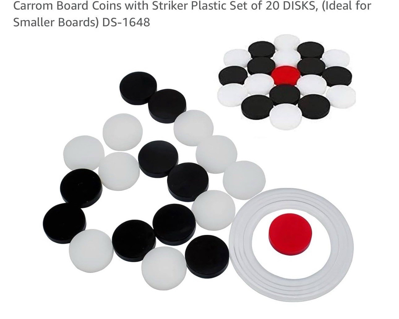Carrom board coins with striker plastic set of 20 disks
