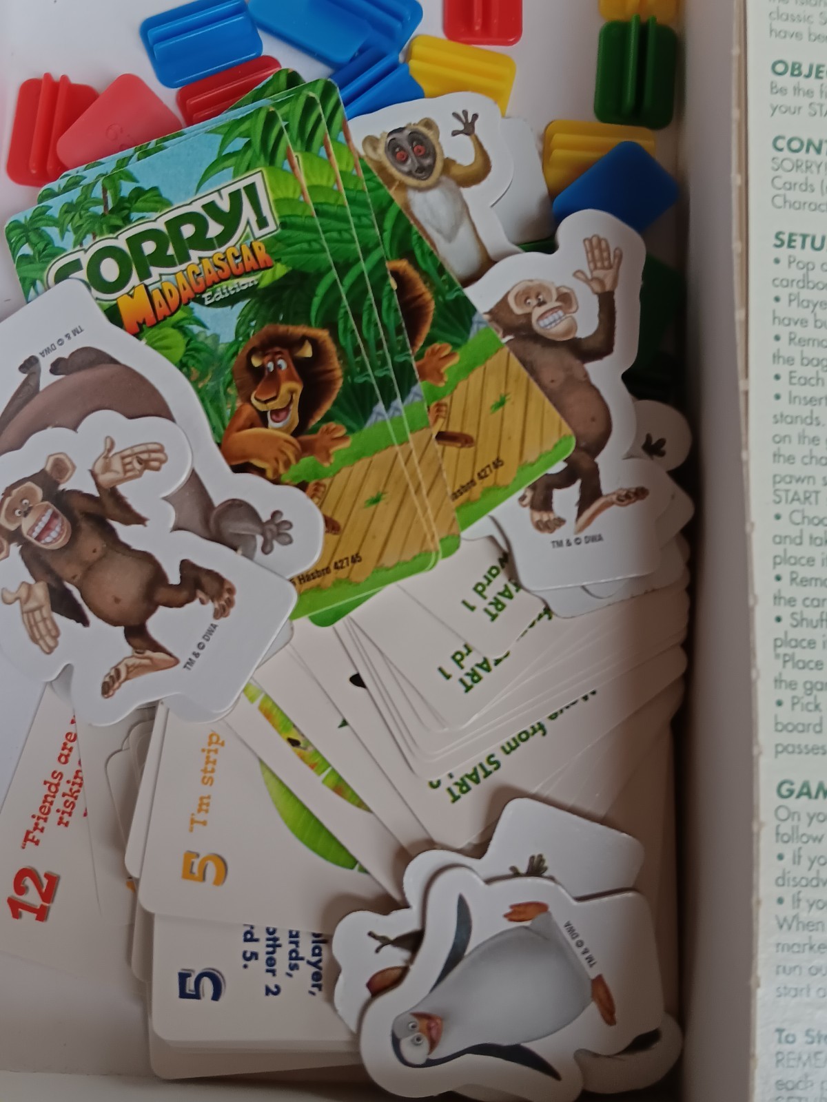 Sorry Madagascar Edition COMPLETE Parker Bro 2005 Dreamworks Kids Animals (2533)