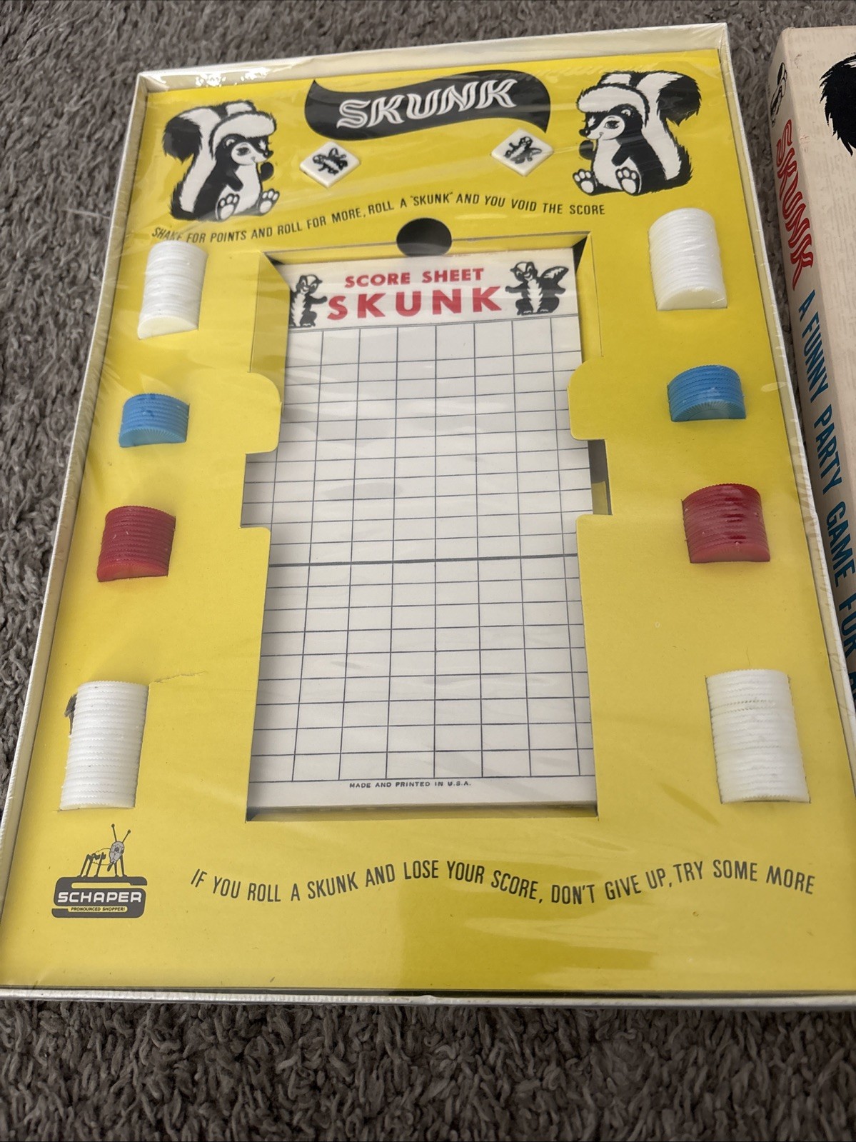 Vintage Skunk Board Game Schaper Party Game for All Ages 1953 New Sealed