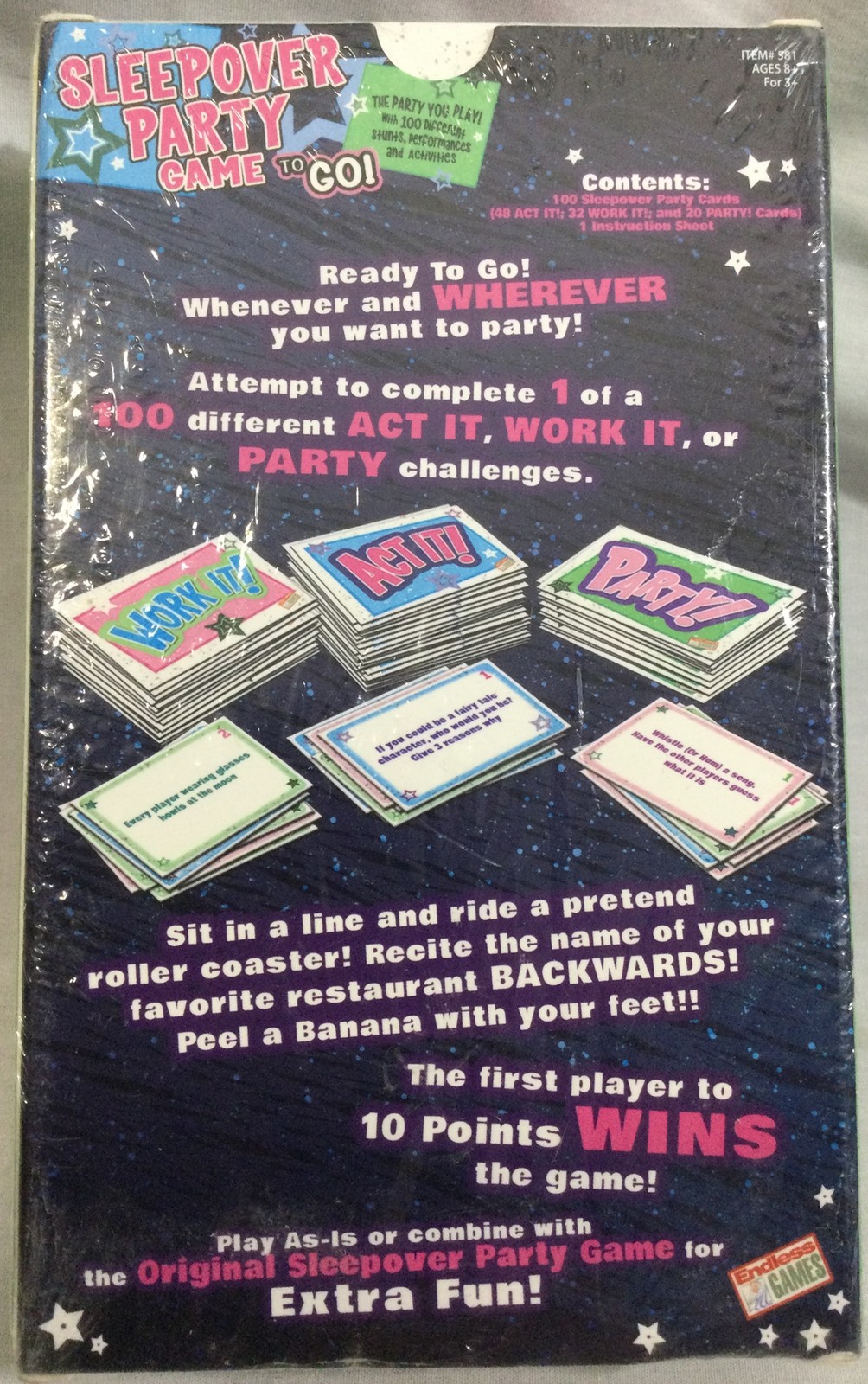 Sleepover Party Game To Go! Fun Girls Night Game with 100 Activities! New Sealed