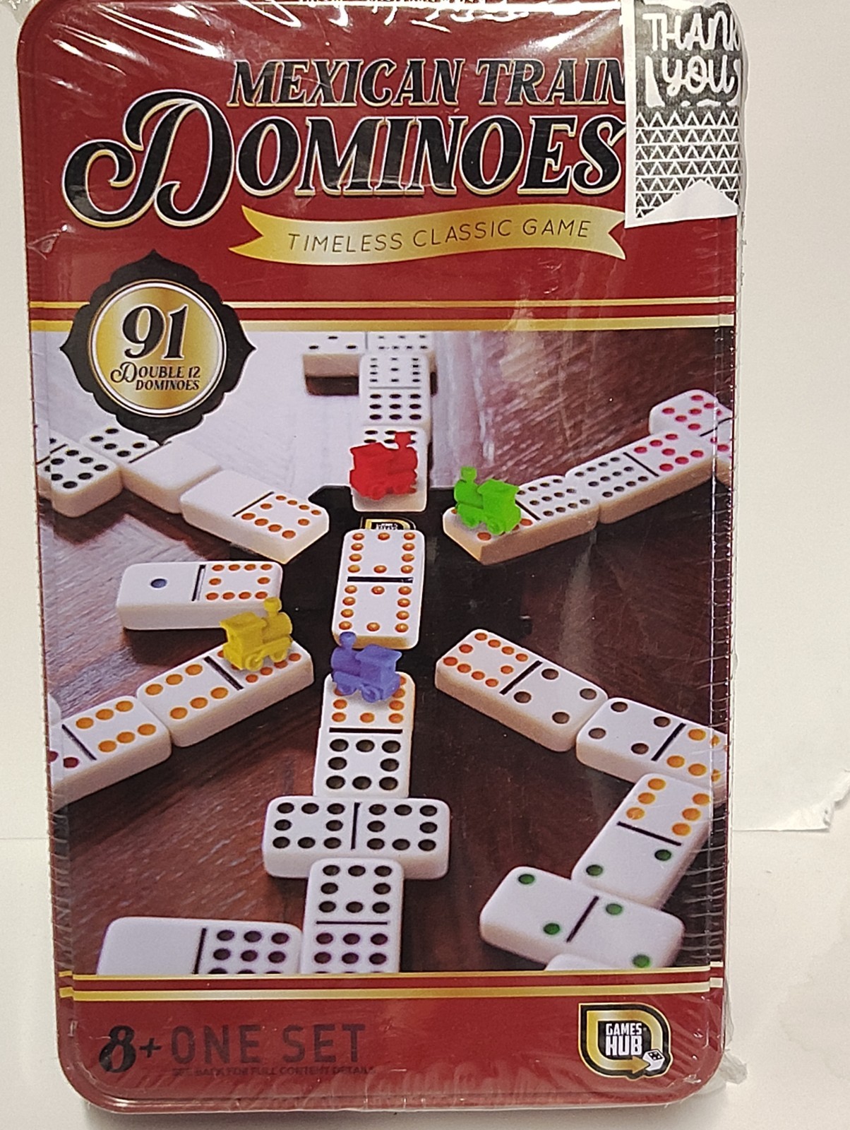 Dominoes Double 12 Color Number Mexican Train with Tin