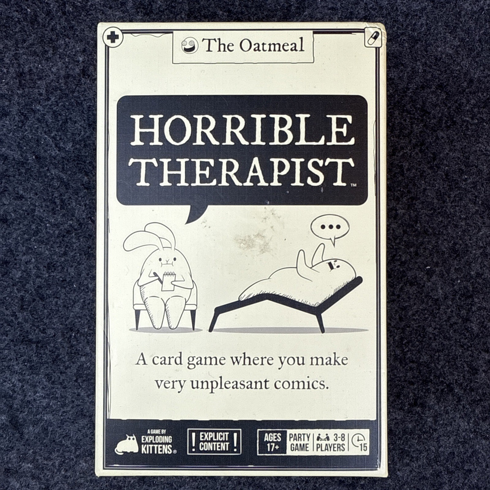 The Oatmeal Horrible Therapist Adult Card Game by Exploding Kittens – Open Box