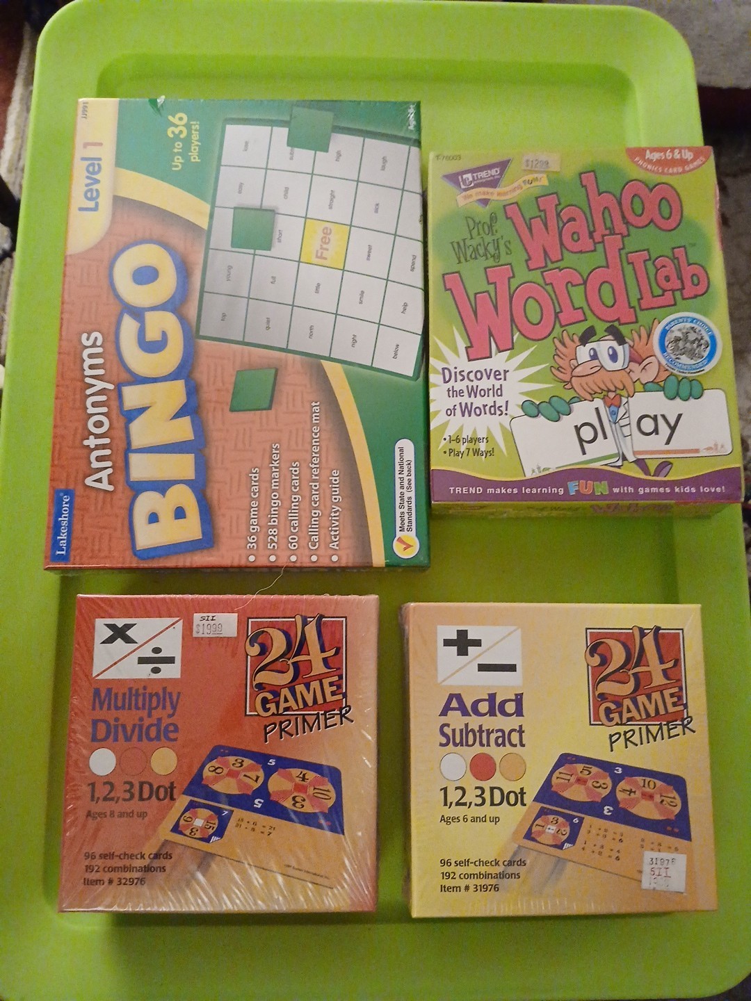 4 New Educational Games 24 Game Primer + – X ÷ Antonyms Bingo Wahoo Word Lab
