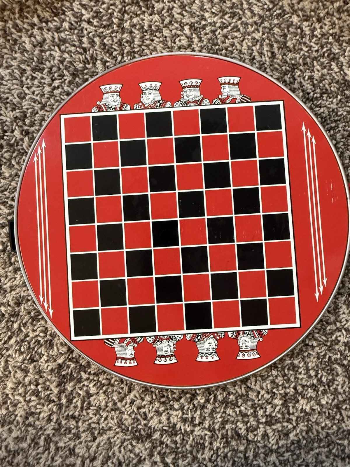 Vintage 60s Chinese Checkers Tin Lithograph Inside Storage Marbles. NOT COMPLETE
