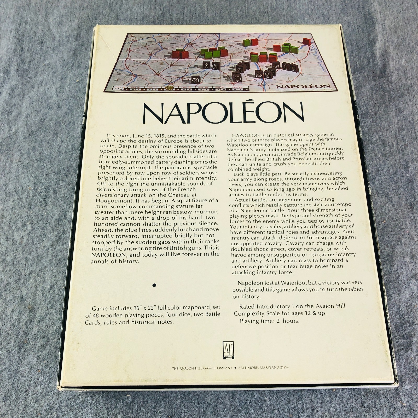 Napoleon The Waterloo Campaign Game by Avalon Hill 1978 Baltimore MD USA