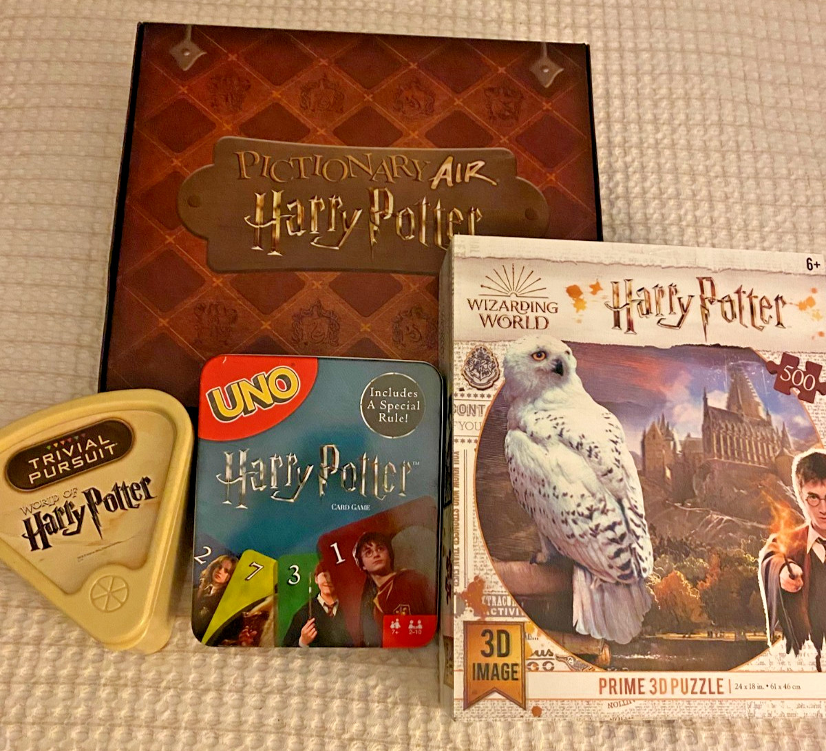 Harry Potter Puzzle and Game Lot Uno Trivial Pursuit Pictionary