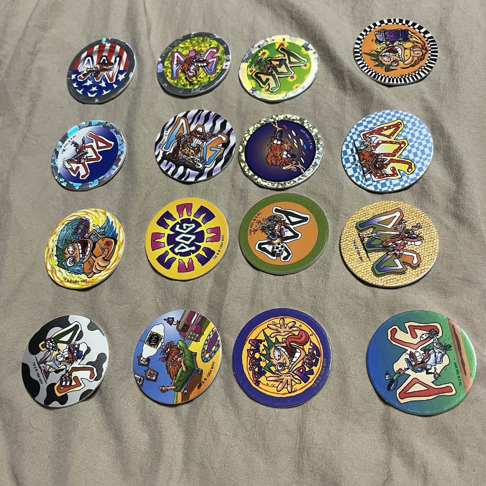 Vintage 1994 World POG Federation Game Set LOT Hologram Foil Thrilla Gorilla