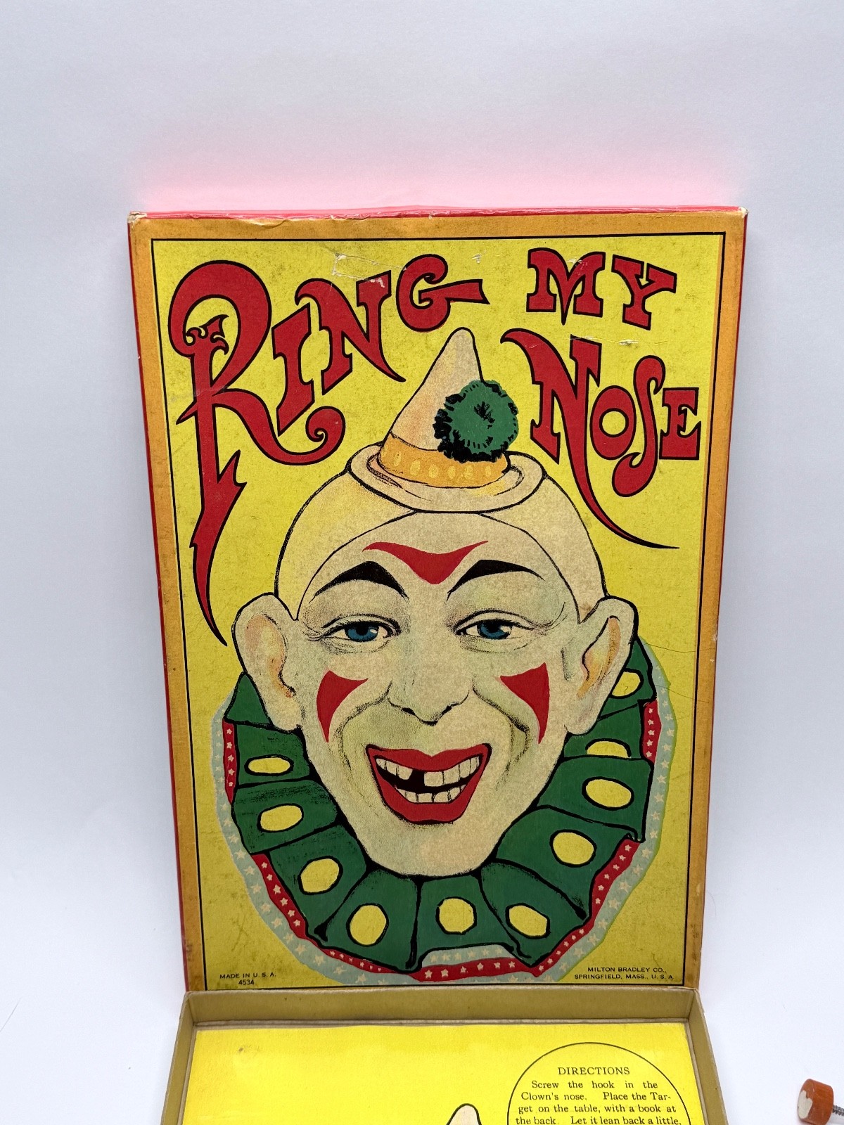 Antique Milton Bradley Ring My Nose Clown Ring Toss Game Comp W/Rings& Direction
