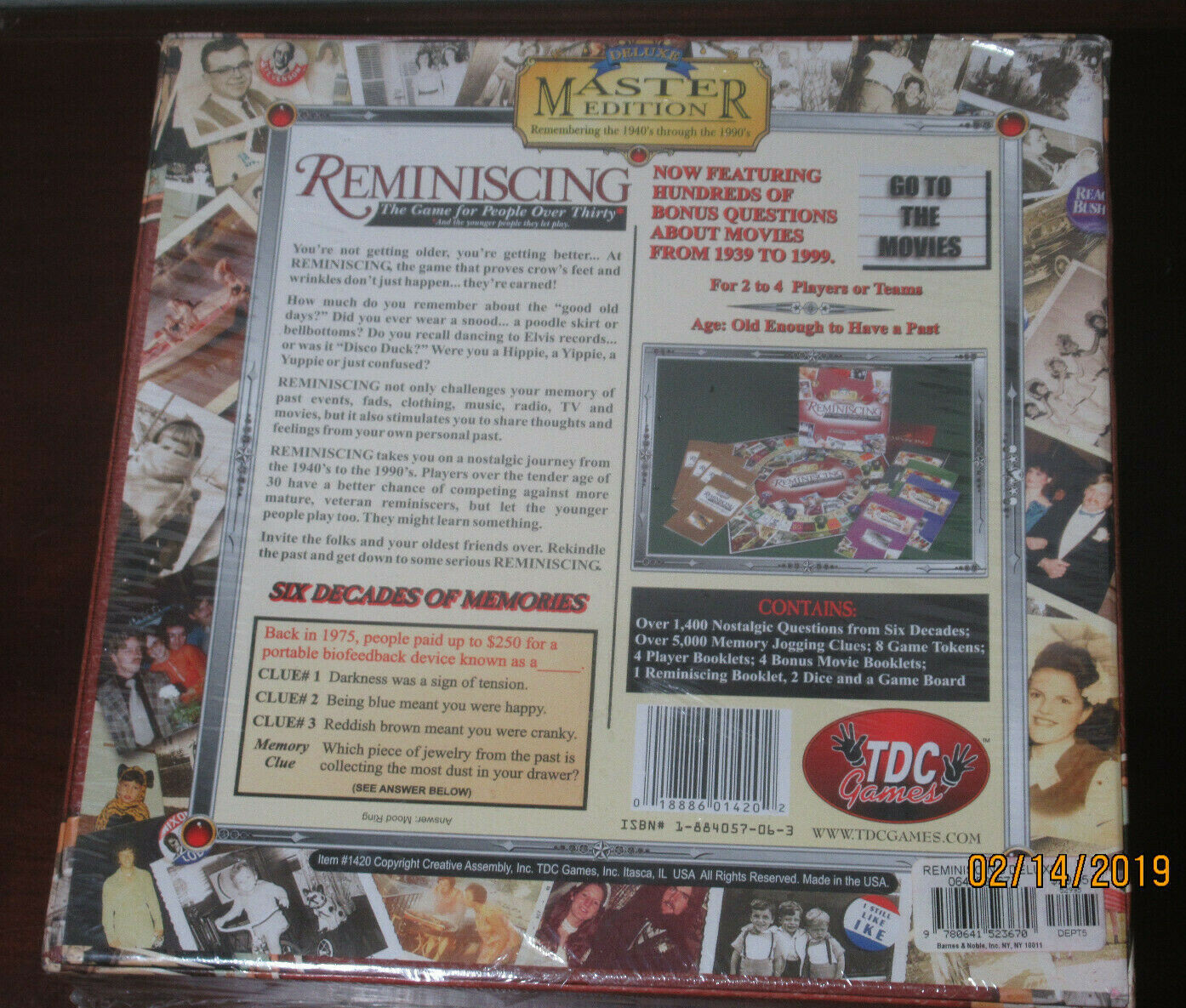 New Sealed “Reminiscing” Deluxe Master Edition by TDC Games 1998 Edition #1420 M