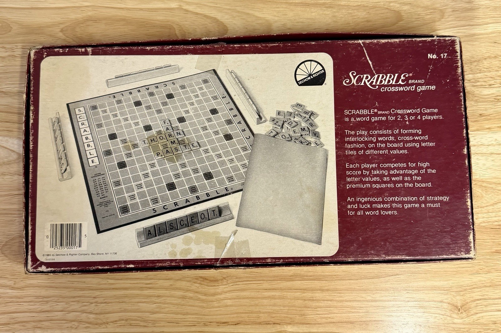 Scrabble Crossword Game – 1982 Vintage Used Complete – No.17