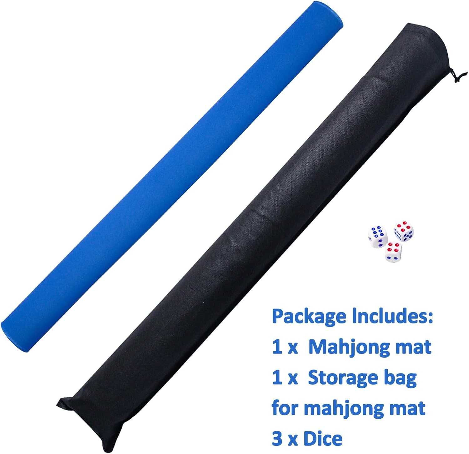Large Mahjong Mat W/ Black Carrying Bag Blue,31.5 inches Anti Slip & Noise New