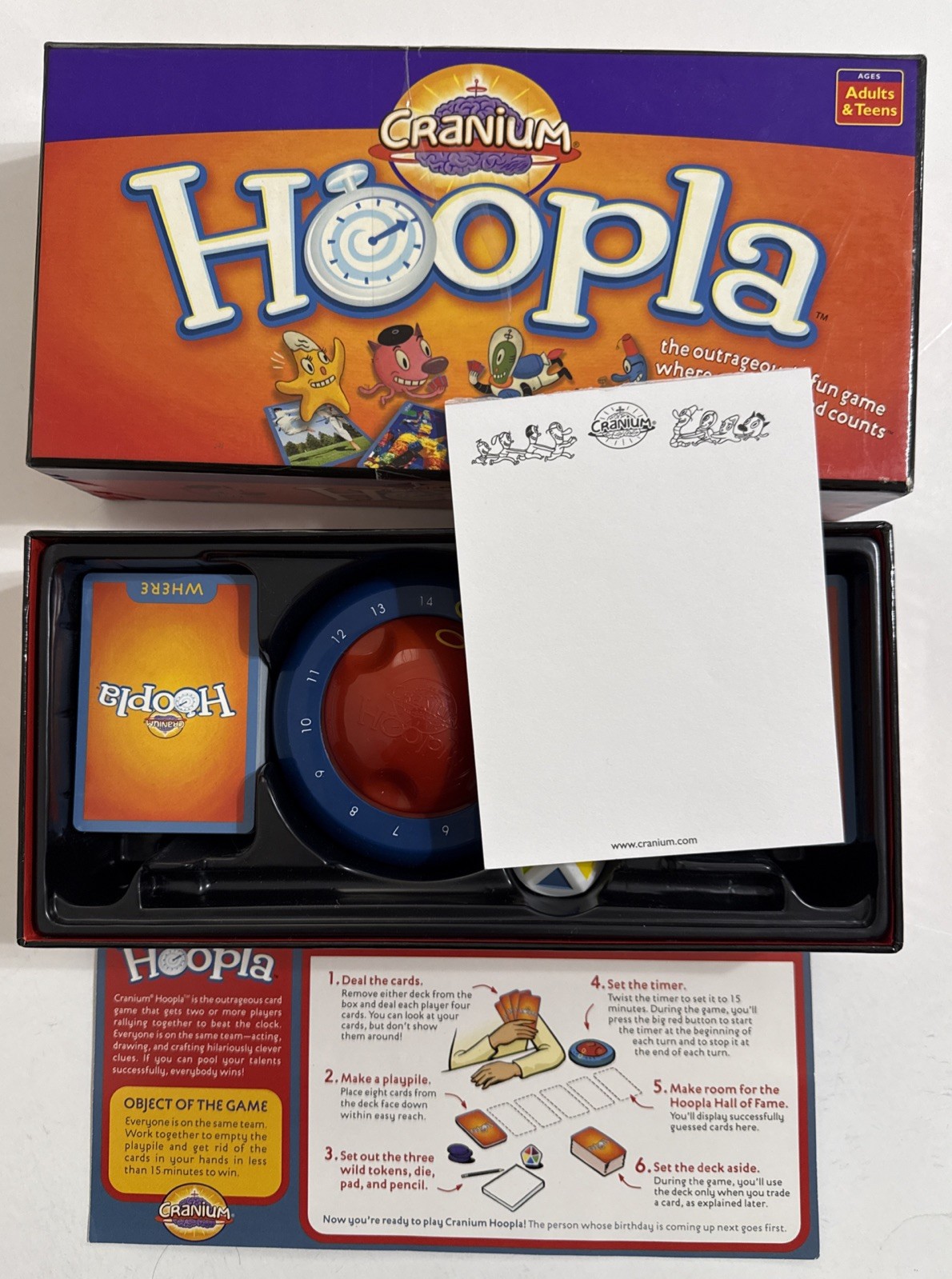 Hoopla Cranium Adult/Teen Board Game Where Every Second Counts COMPLETE
