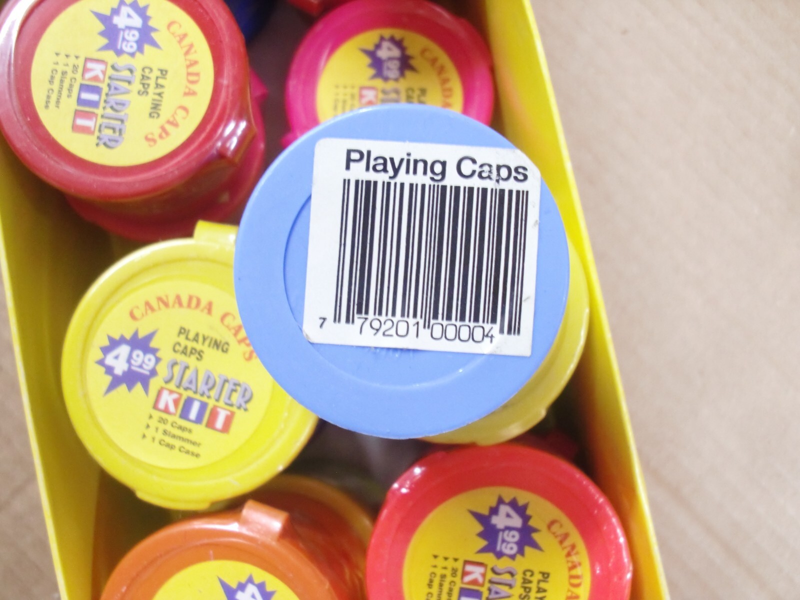 POGS/MILKCAPS CANADA CAPS STARTER KITS BOX WITH 16 STARTER POG KITS IN CANISTERS