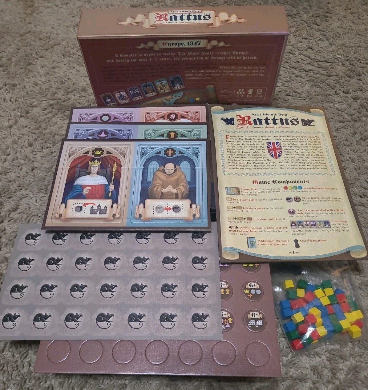 Rattus Board Game Base Game Z-Man Games Medieval Strategy 2010 COMPLETE & CLEAN
