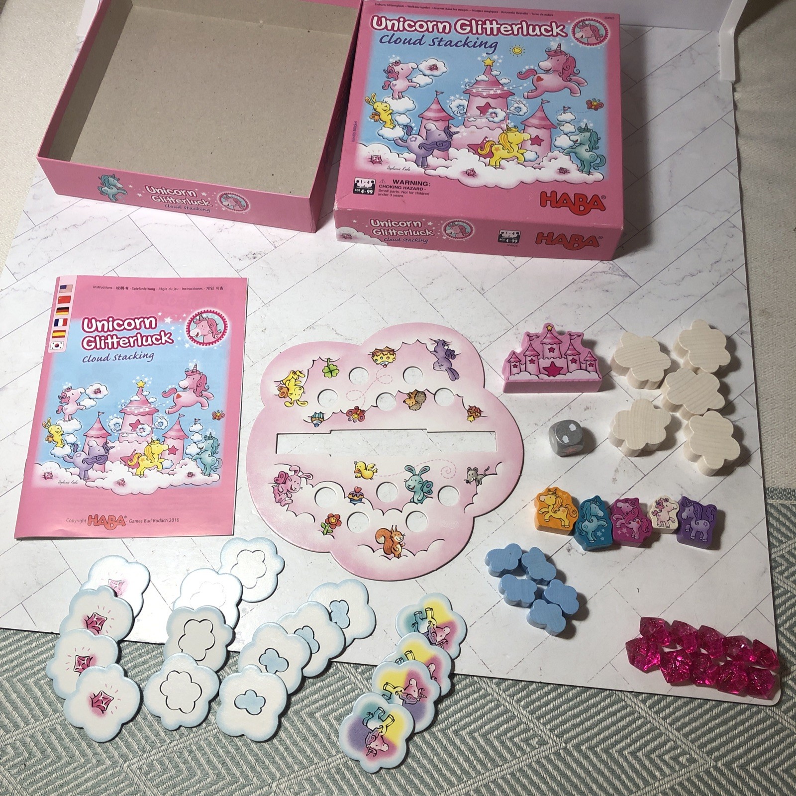 HABA Unicorn Glitterluck Cloud Stacking Game COMPLETE 304925