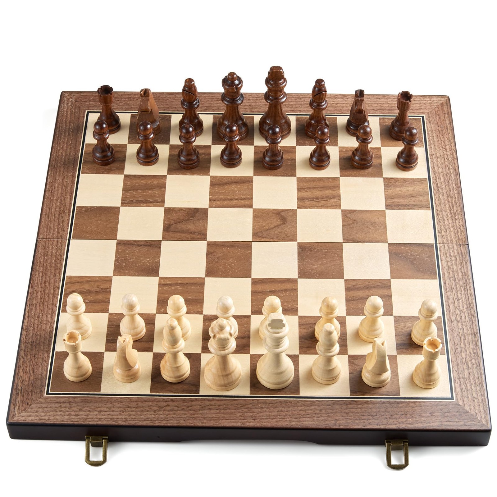 17” Magnetic Wooden Chess Set for Adults Kids – with Folding Board, Gift Pac…