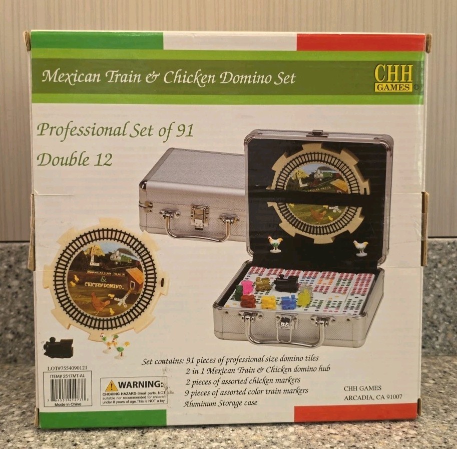 CHH Games Mexican Train & Chicken Domino Set Double 12 91 Color Dot Sealed