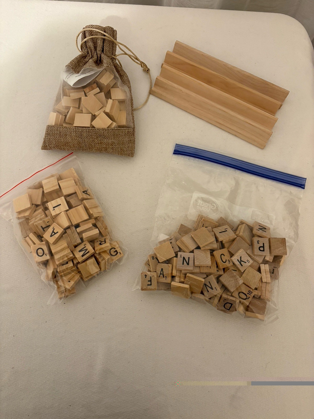 Lot 220 Scrabble Tiles Replacement Natural 4 Wood Holders 90 Blank Tiles