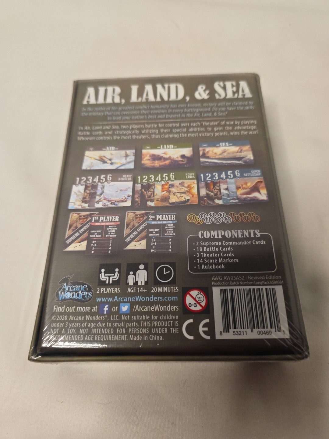 2019 Air, Land, & Sea Game By Arcane Wonders 2 Players Brand New Sealed