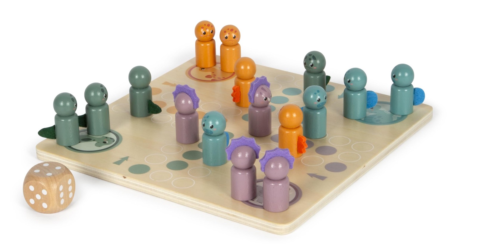 small foot Ludo „Dino“, Gesellschaftsspiel aus FSC® 100%-zertifiziertem Holz, Br