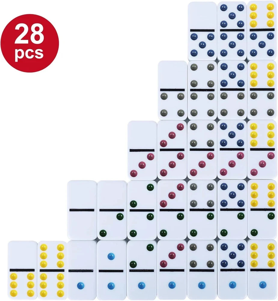 Double Six Dominoes Set for Adults, Classic Domino Game with Tin Box – 28 Tiles