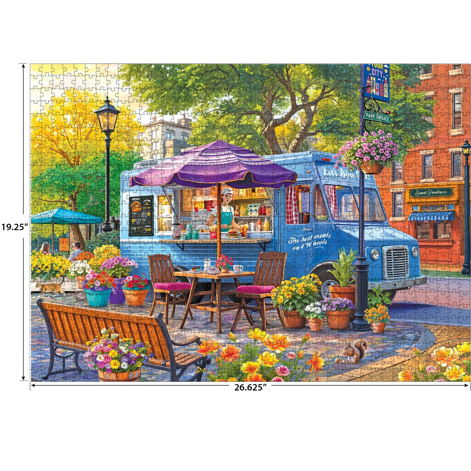 Jigsaw Puzzle 1000 Piece City Food Truck Vibrant Restaurant Scene RoseArt Kodak