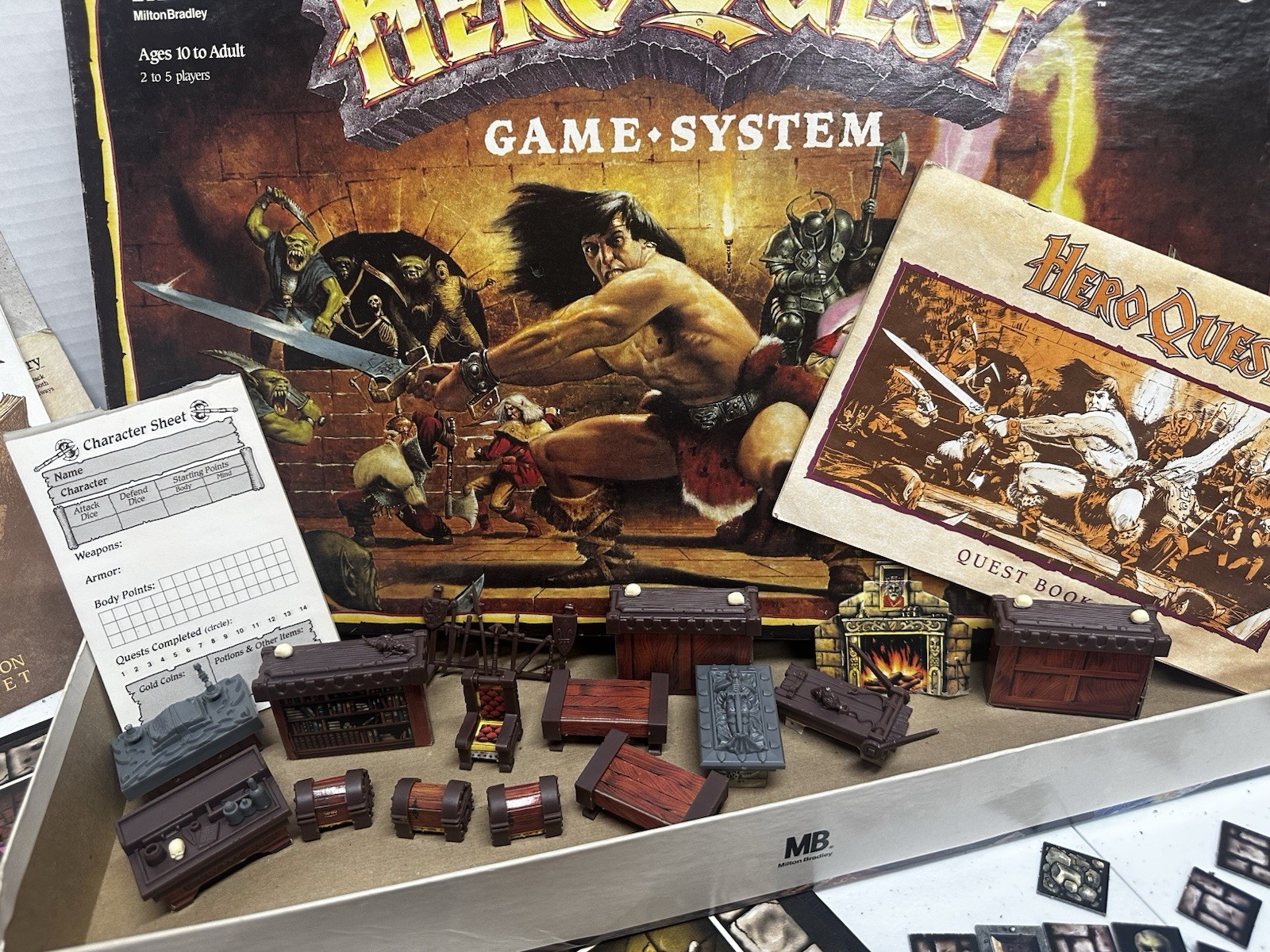 Original 1990 Milton Bradley HeroQuest Game System – Incomplete Lot Starter Set