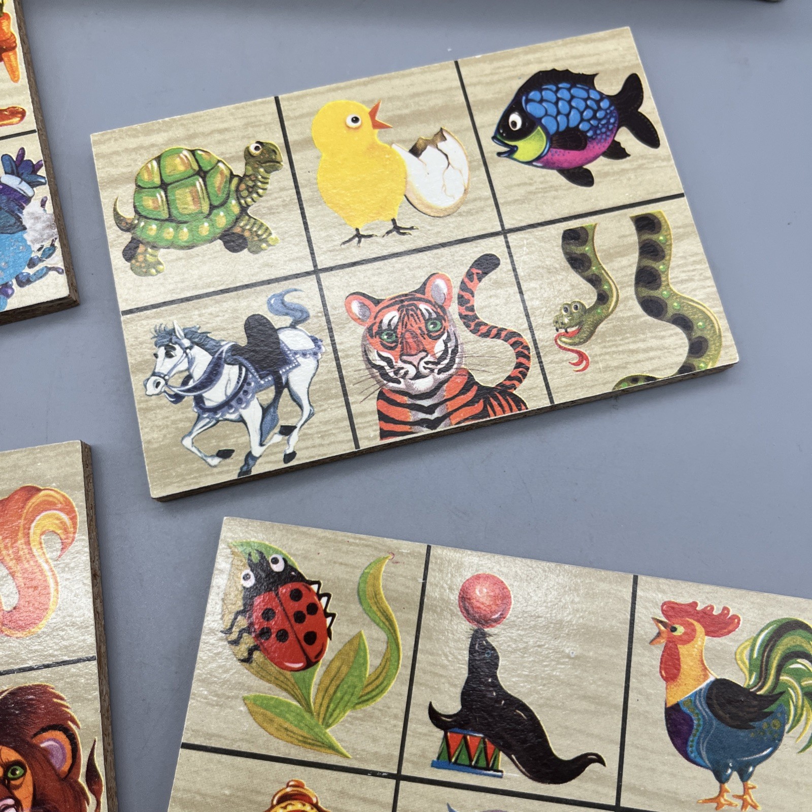 VTG Lotto Animals Game! Wooden Pieces Ages 4 To 10 , 2-4 Players Made In Israel