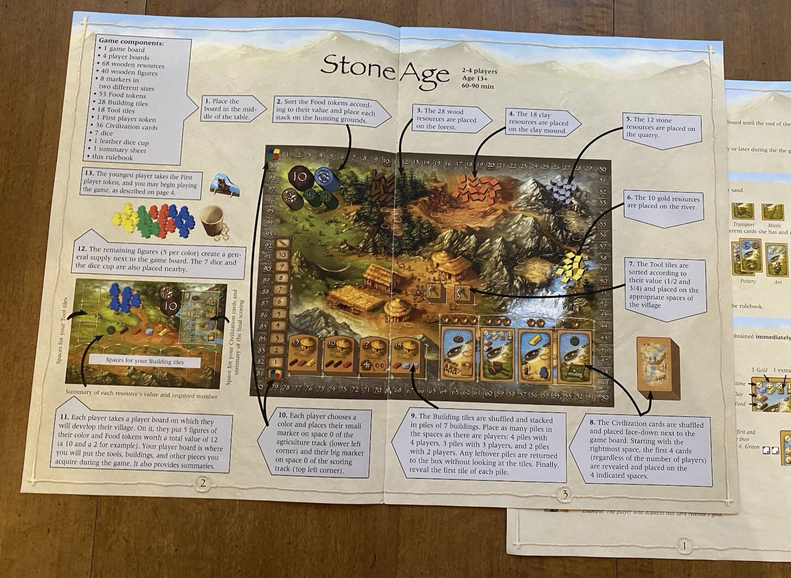 Stone Age Z-Man Board Game, Family Game, 2013, 2-4 Players, 13+ 100% COMPLETE