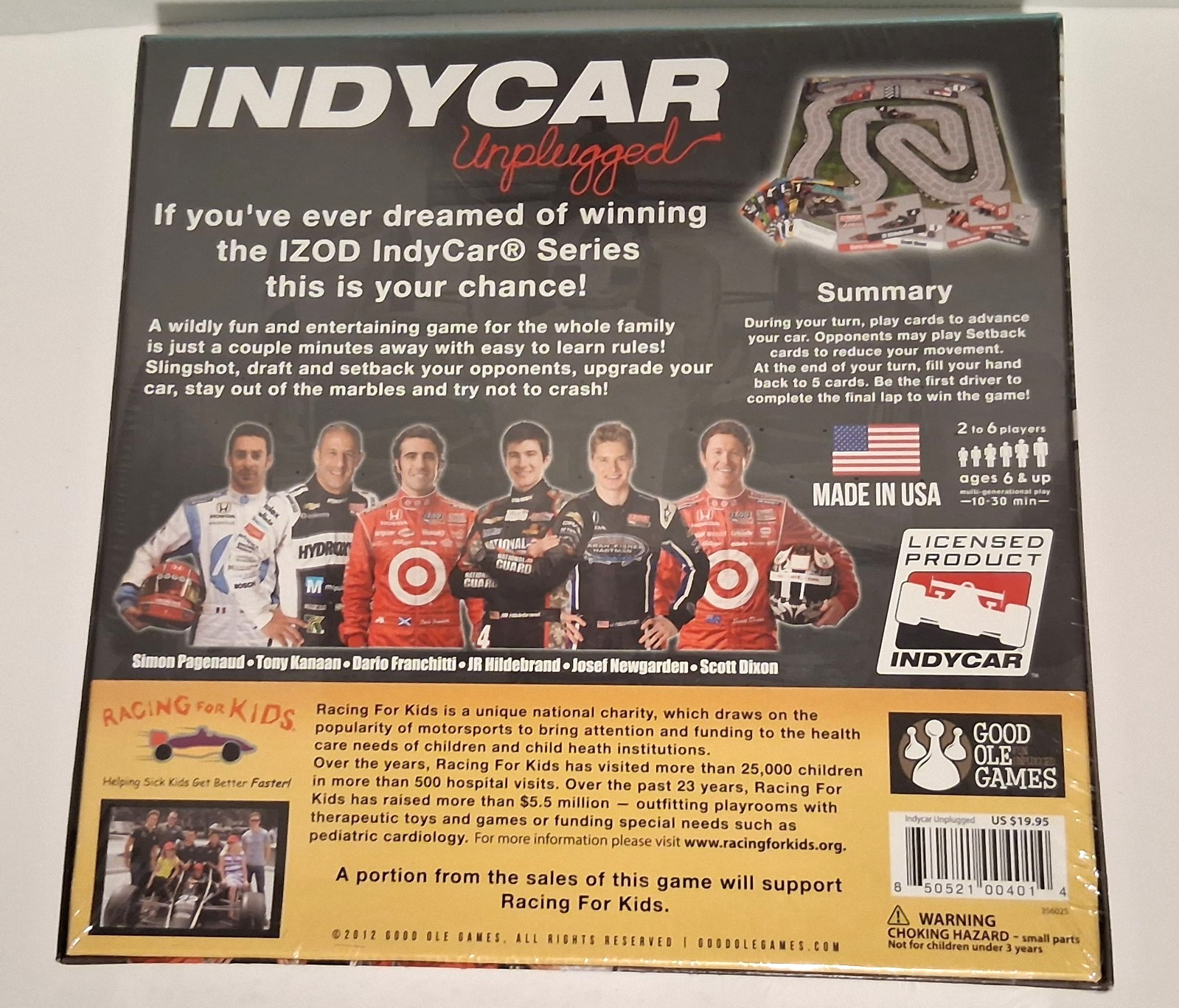 INDYCAR UNPLUGGED Family Board Game Ages 6+ 2-6 Players Fun Racing Sealed NEW!