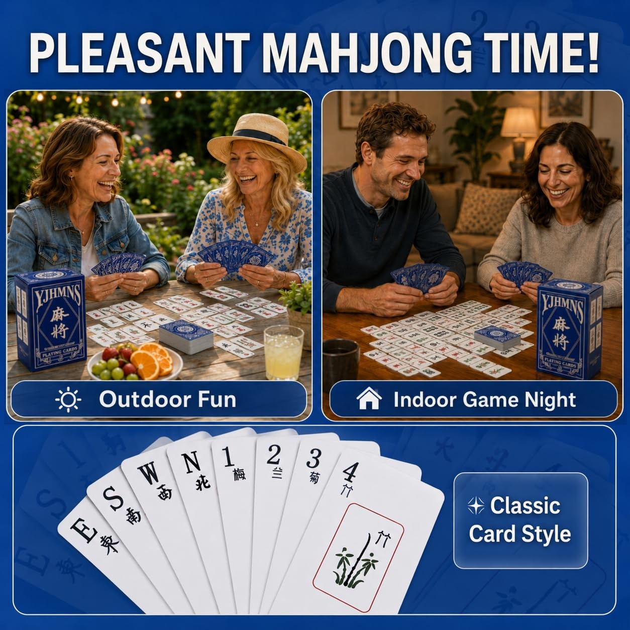 Mahjong Cards Large Print Waterproof Game Set 36 Tiles Traditional