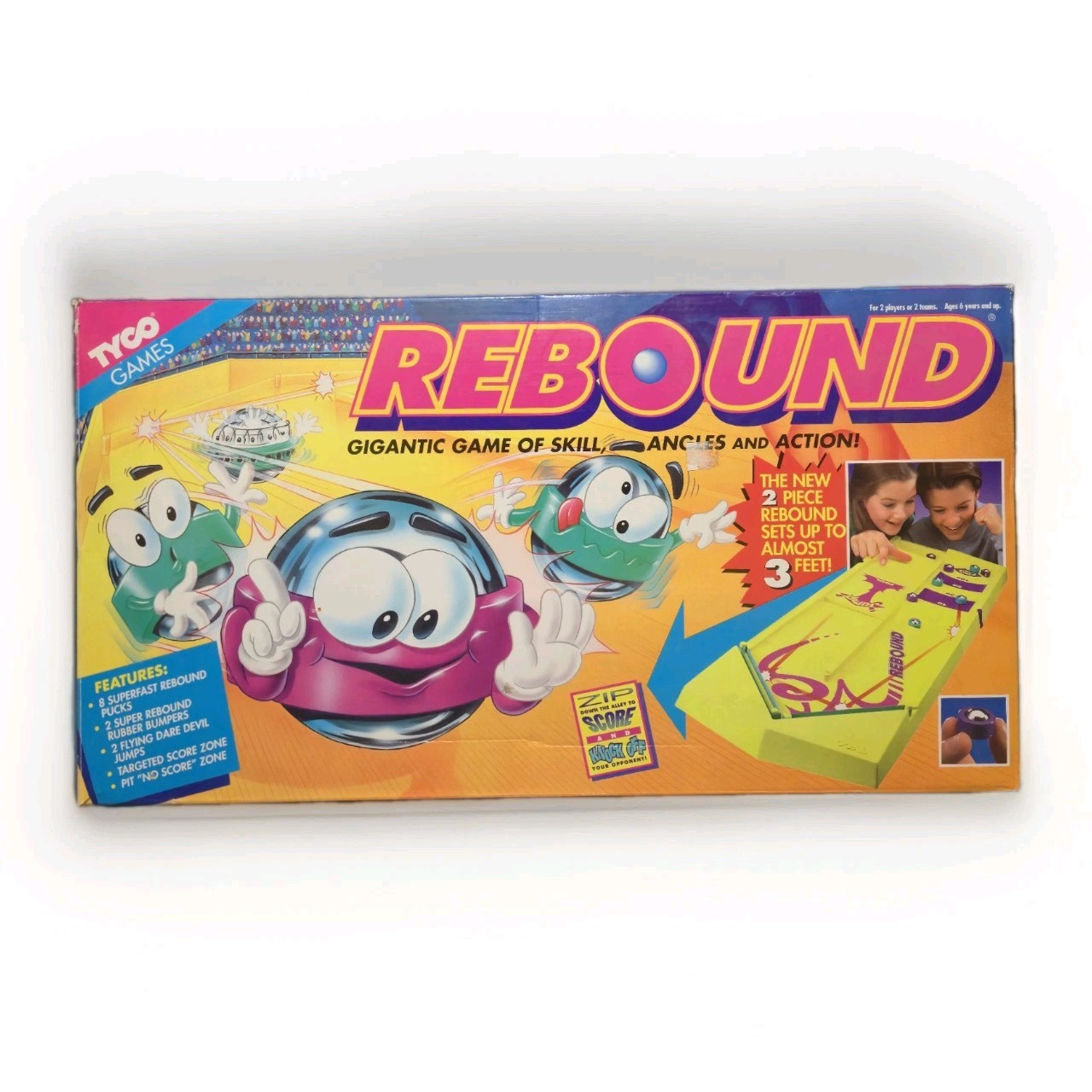 REBOUND GIGANTIC GAME OF SKILL, ANGLES AND ACTION! BOARD GAME 1994 TYCO