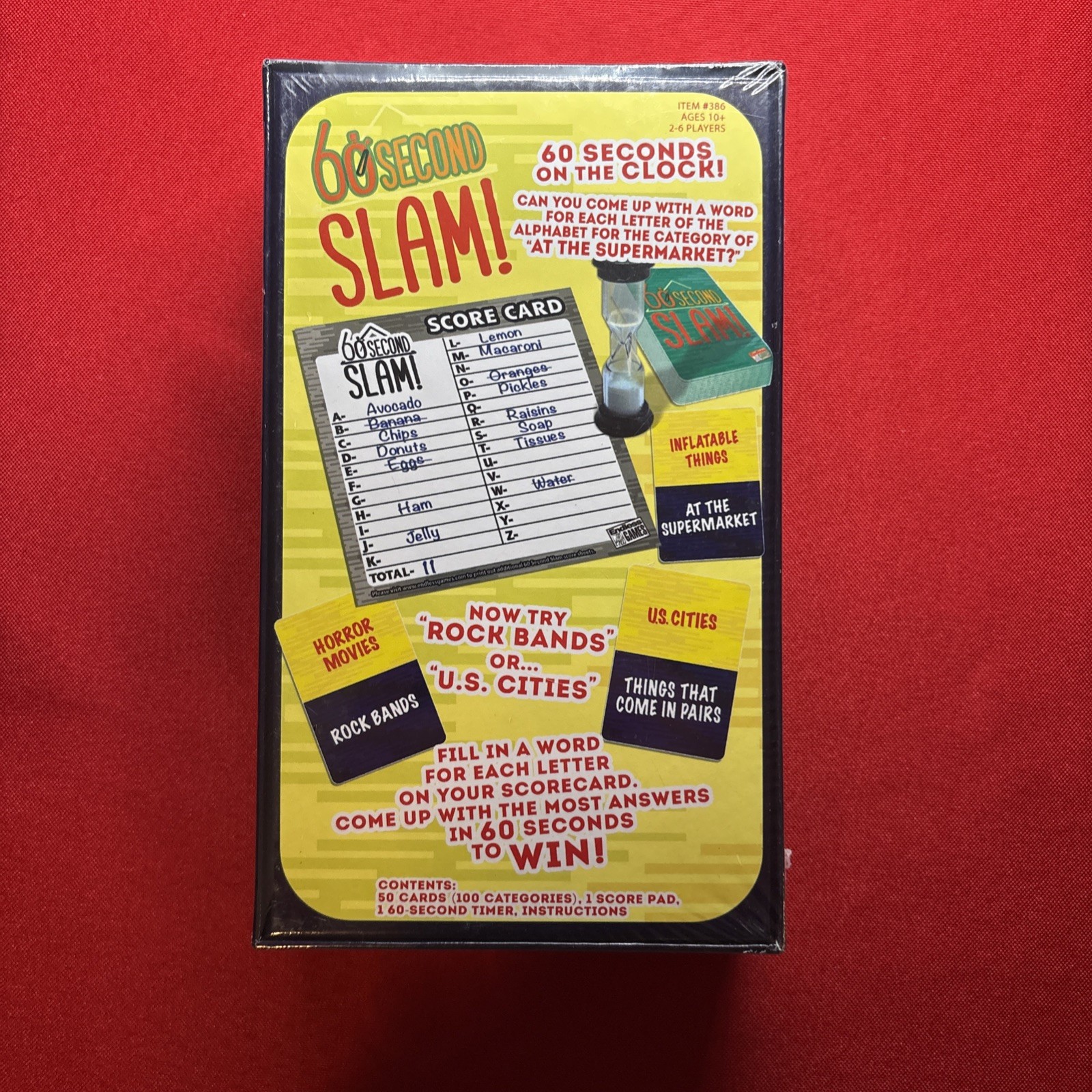 Endless Games 60 second Slam Race the clock alphabet game 10+ Sealed New