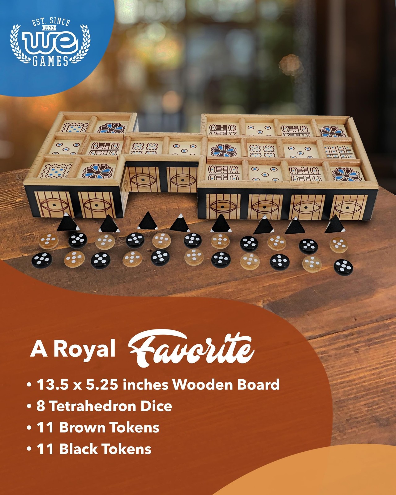 WE Games Royal Game of UR with Storage Drawers, Solid Wood and Beautifully De…