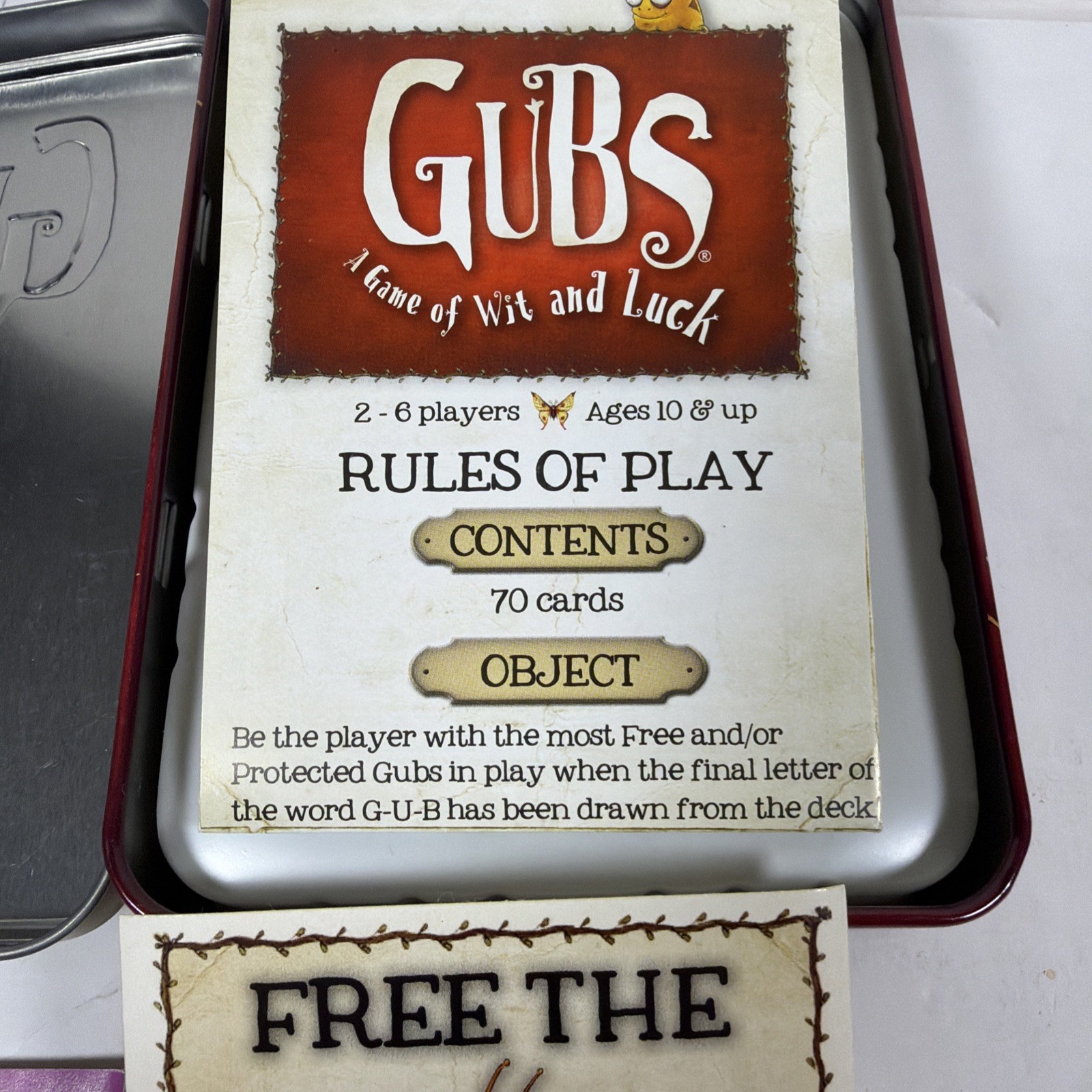 Gubs Card Game Wit and Luck Tin Gamewright Complete 2011 – 100% COMPLETE