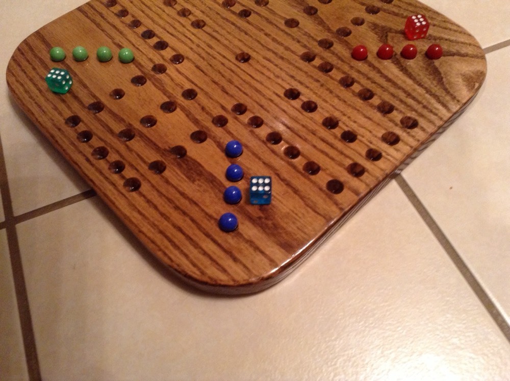 18 ” WALNUT STAINED WOODEN OAK AGGRAVATION MARBLE GAME BOARD 2 TO 4-PLAYER NEW