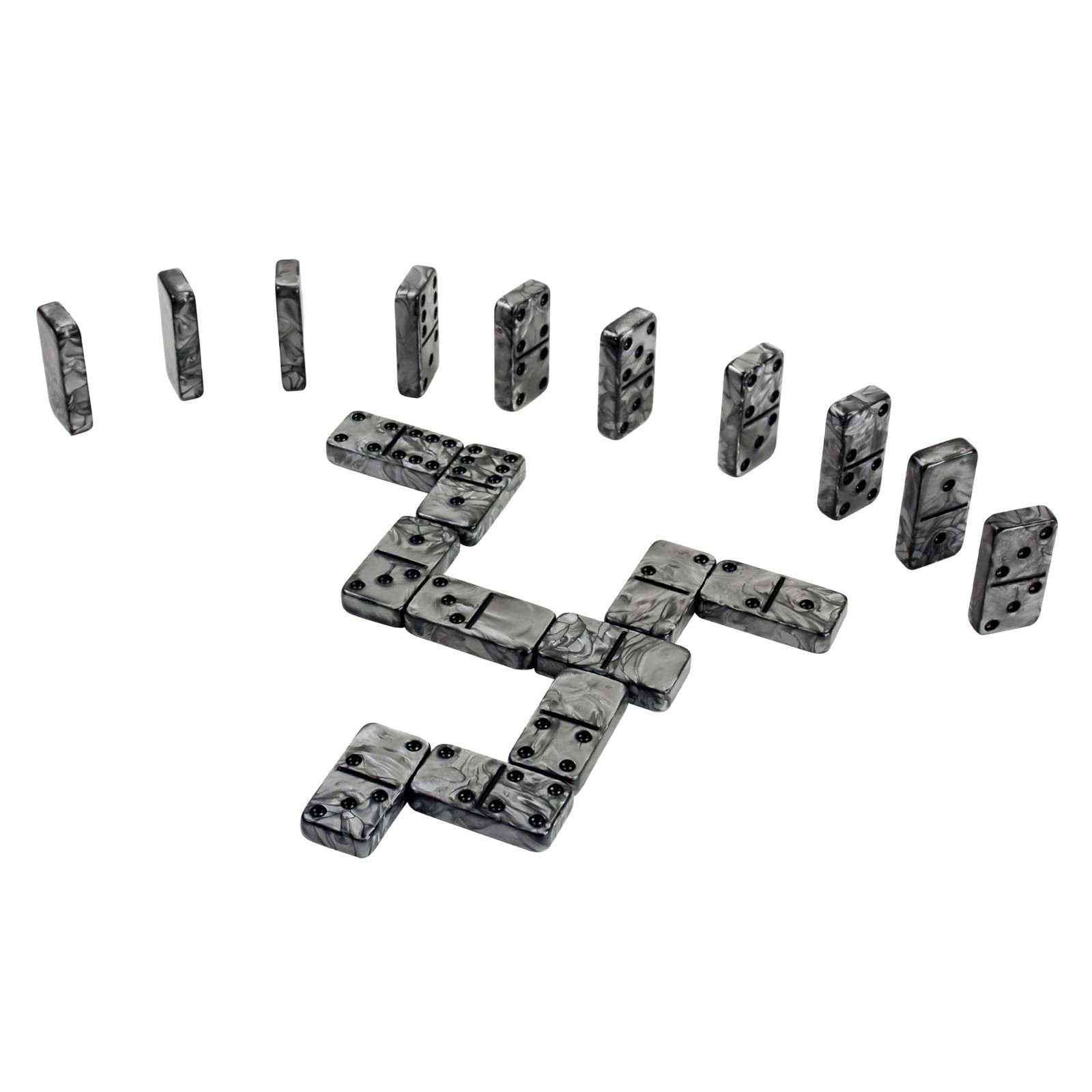 Dominos Set for Adluts – Double 6 Jumbo Domino Set – 28 Thick Marbleized Black a