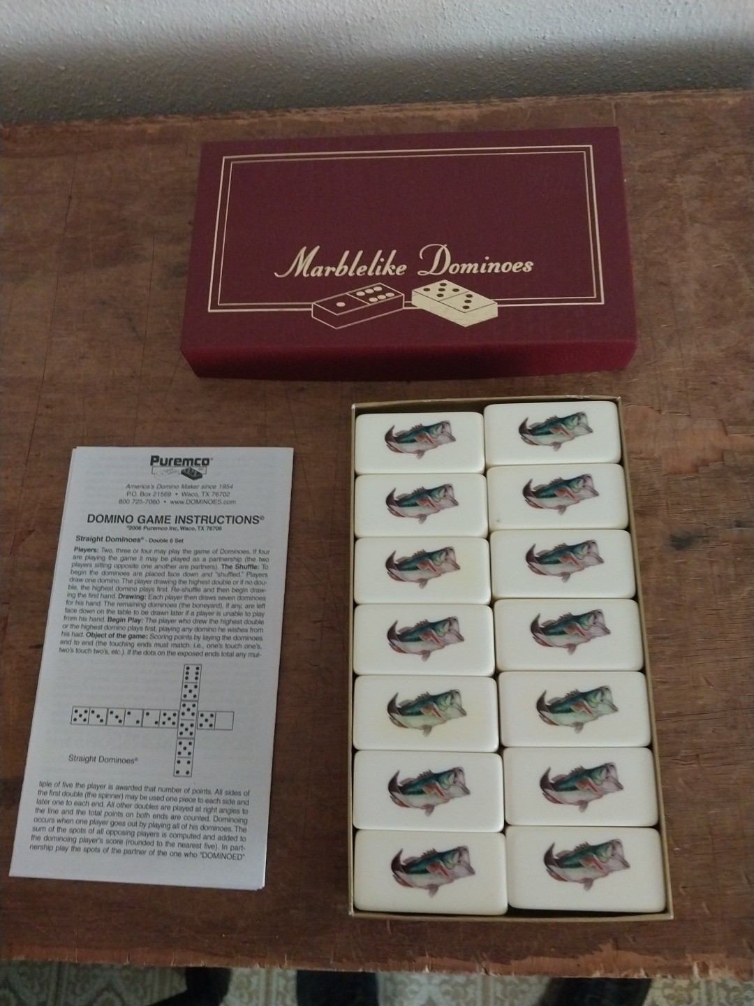 Vintage Puremco Professional Jumbo Size Extra Thick Marblelike “BASS” Dominoes