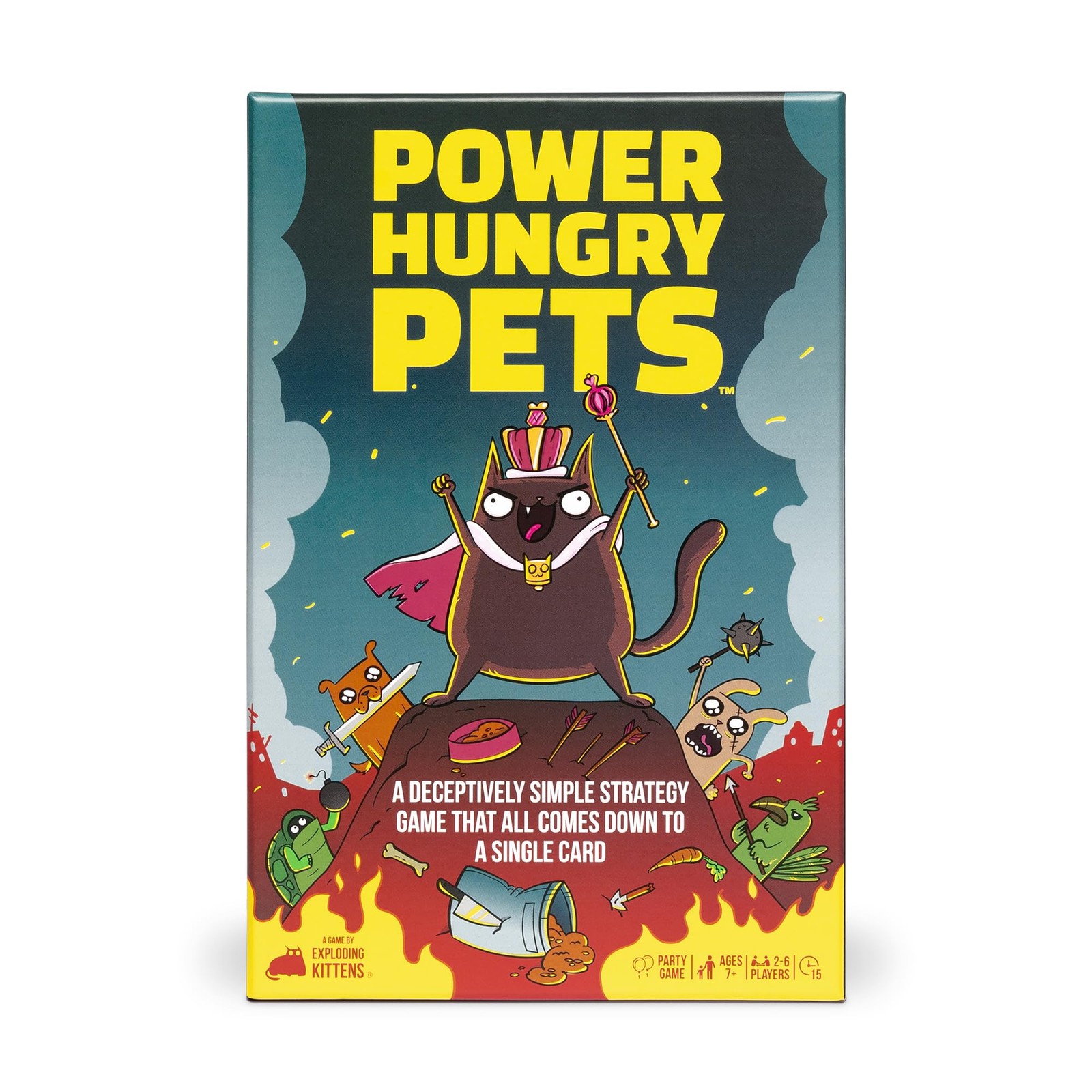 Card Game Exploding Kittens Power Hungry Pets 2-6 Players Ages 7+ Minutes Simple