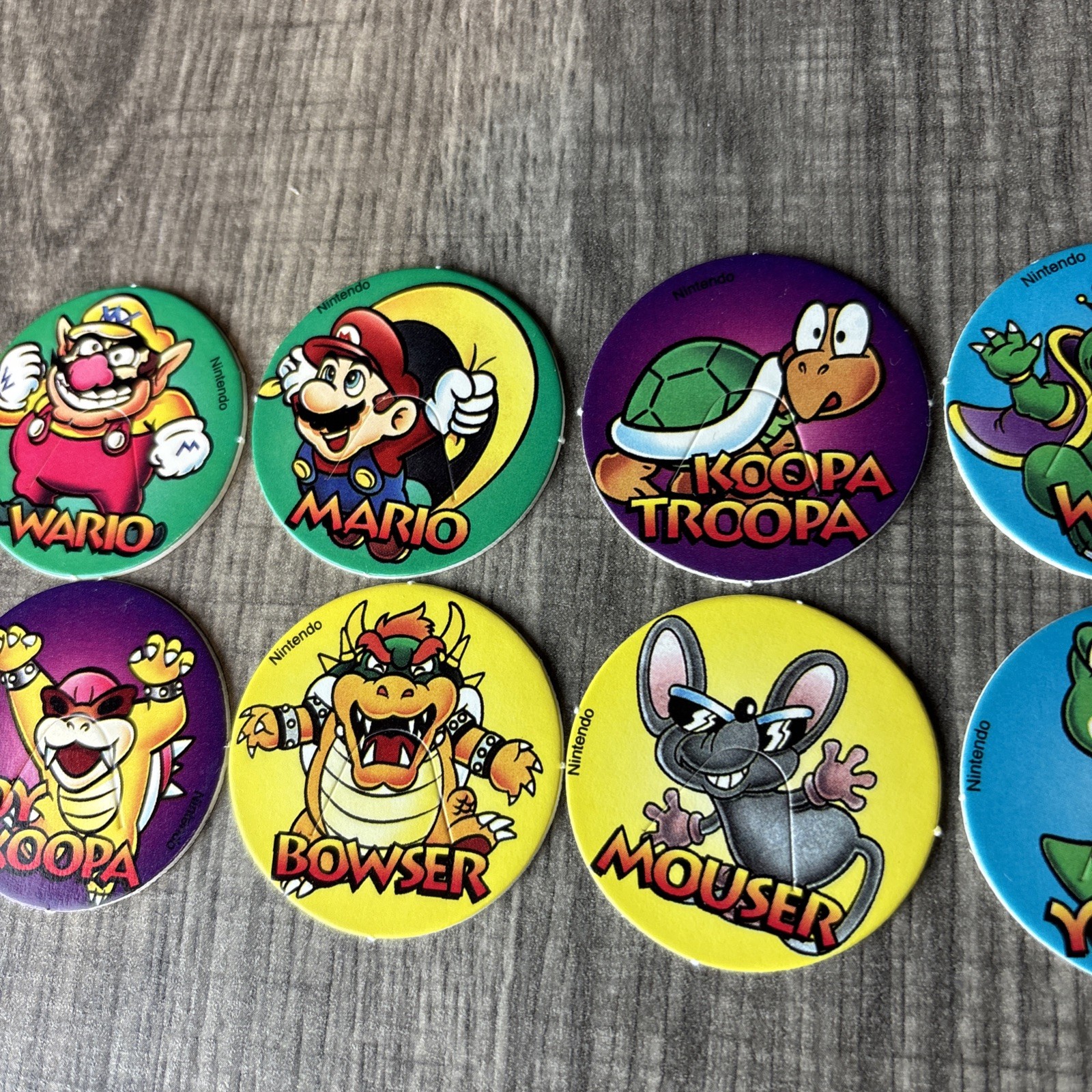 Super Mario Nintendo Pogs Caps Wario Yoshi Bowser Roy Koopa Wart Mouser